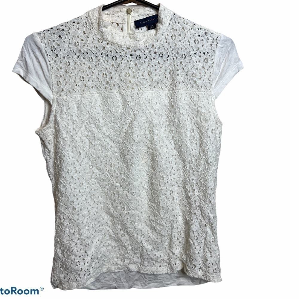 Tommy Hilfiger  white lace blouse Sz S